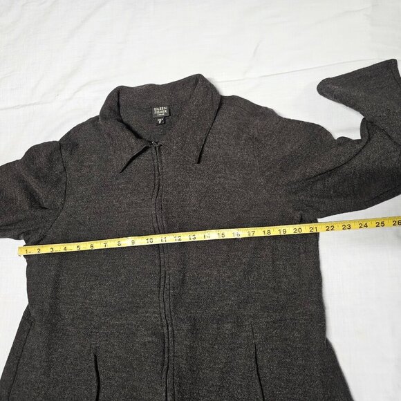 Eileen Fisher Full Zip 100 Wool Jacket Women Size 1X Dark Gray Pockets - Picture 7 of 14